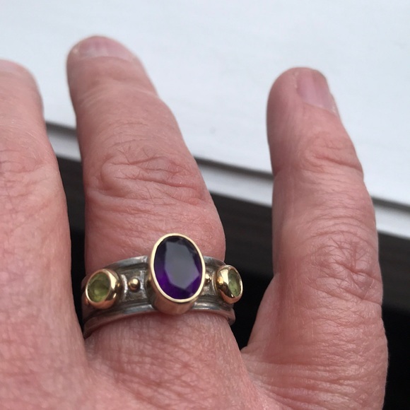 ๐ป9xHP!๐ป Amethyst Peridot Ring Bezel Set Ss &โฆ - Picture 8 of 9